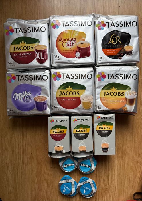 XXL Ekspres + Kawa Bosch Tassimo kapsułki duży zestaw AGD kawa Jacobs Milka Oreo czerwony