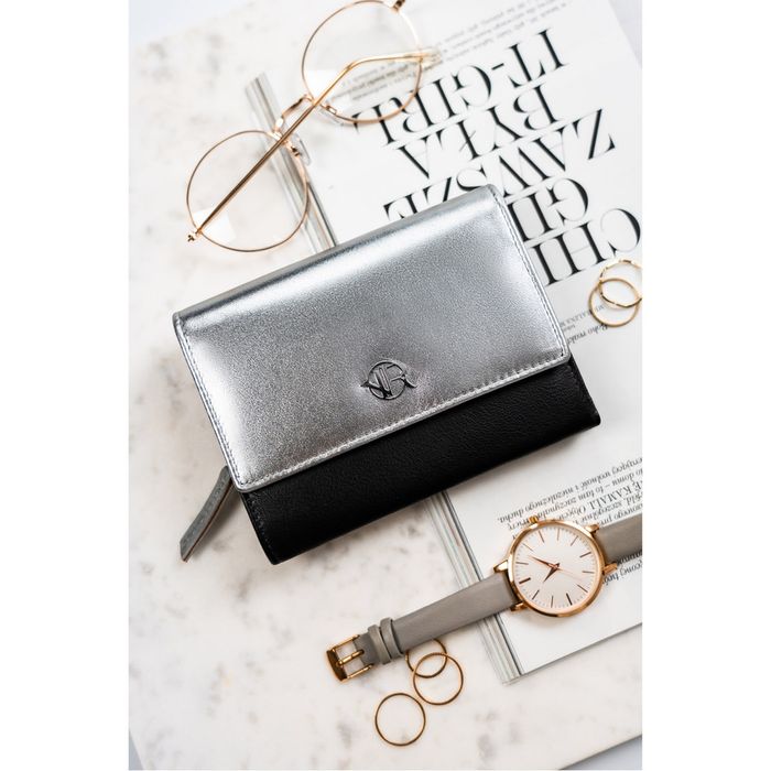 damski portfel ze skóry naturalnej na zatrzask - rovicky