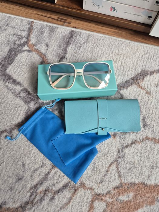 Tiffany & Co piękne damskie okulary przeciwsłoneczne jasne zestaw