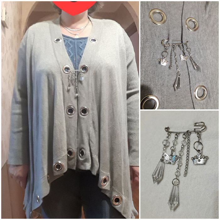 прикраса брошка з камінчиками сережки