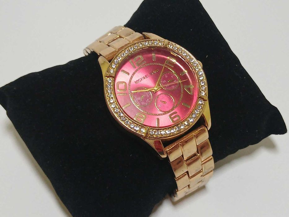 Стильний жіночий годинник Michael Kors (рожеве золото / рожевий циферблат)