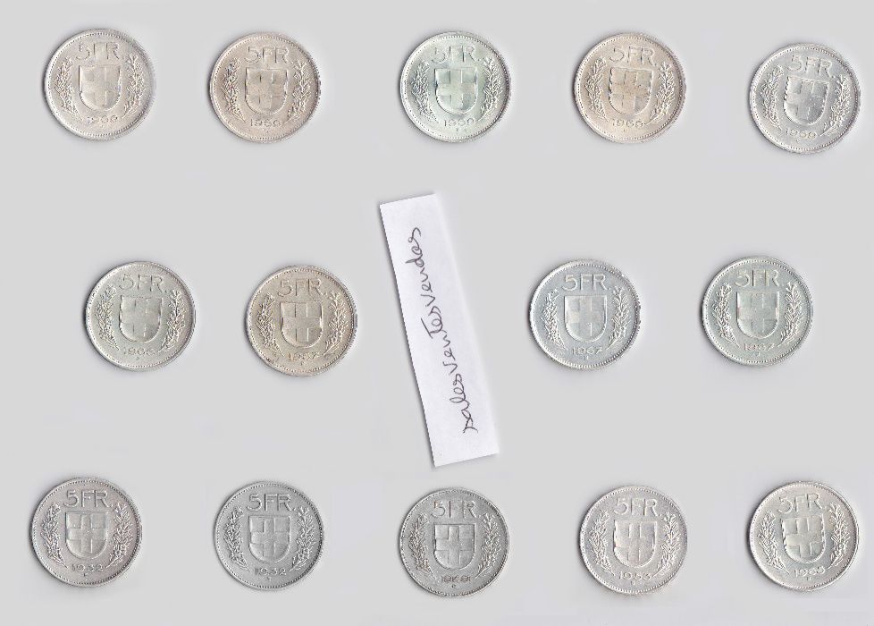 Suíça Prata 5 Francos Tema Guilherme Tell (Período 1931.1989)