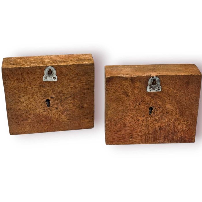 Par Cabides Parede Madeira Esculpida Gancho Ferro – Estilo Rústico