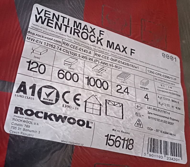 Wełna ROCKWOOL Ventirock MAX F