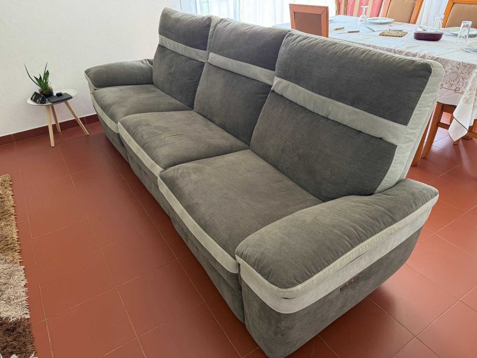 Sofá 3 Lugares Relax Elétrico  Bege 280cm — Novo — €730