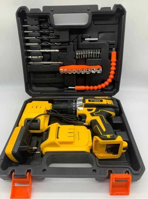 Дрель-шуруповерт аккумуляторный V-TEKK с насадками, 48V, 2 АКБ в кейсе