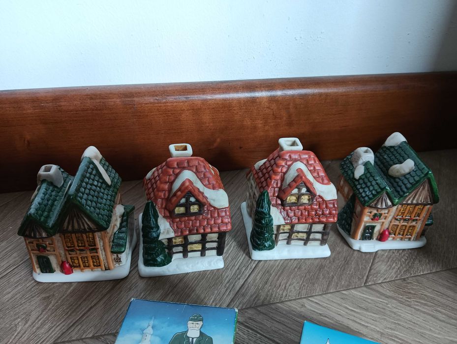 Domki ceramiczne zestaw 4szt na kadzidełko dymiarze wioska