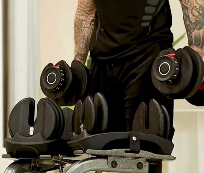 регулируемые гантели 40 кг 17 уровней поворотный механизм подставка