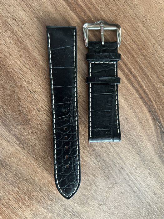 Nowy skórzany pasek do zegraka Mont Blanc Alligator czarny lakierowany