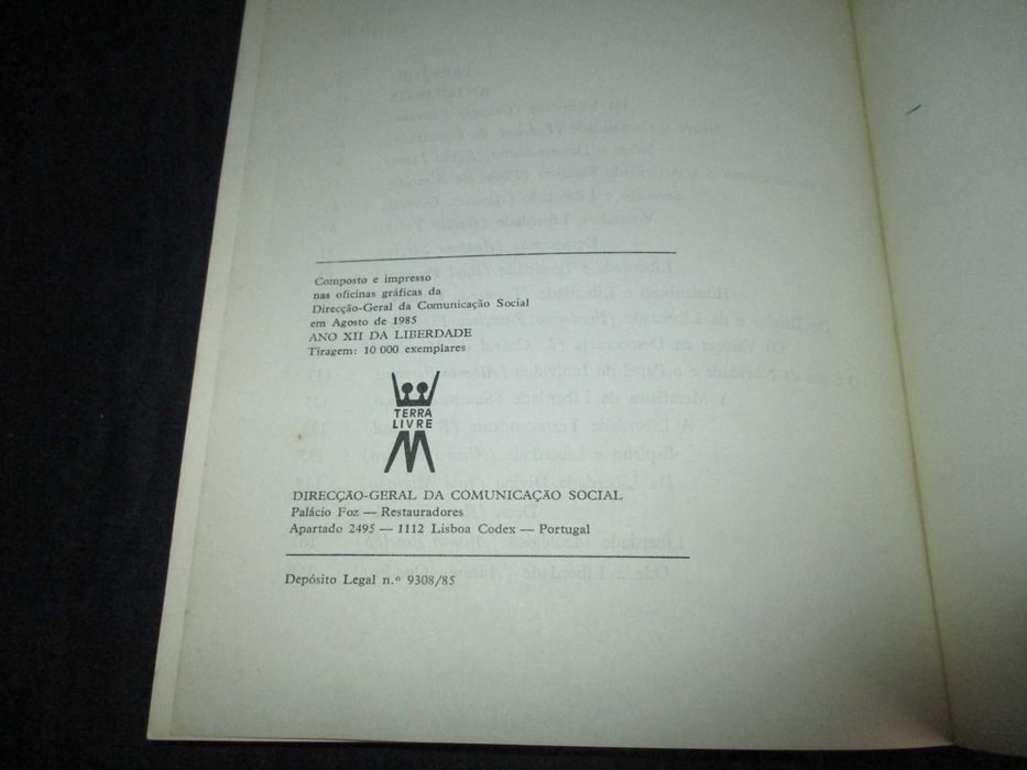 Livro A Ideia da Liberdade no Pensamento Português Romeu de Melo