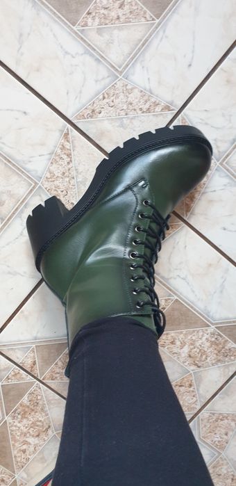 Botki damskie butelkowa zieleń