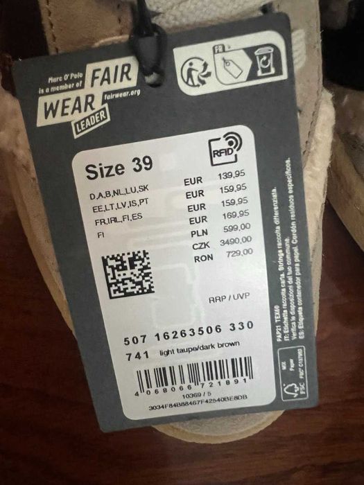 Ténis sapatilhas femininos Marc O'Polo em bege com castanho,tamanho 39