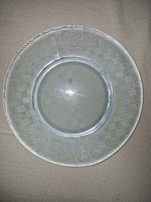 Talerzy deserowy Huty Szkła Ząbkowice talerzyk turkusowy kratka szacho