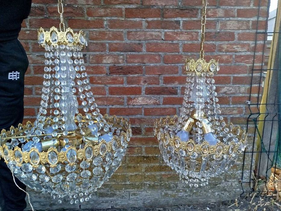 Żyrandol kryształowy 2 sztuki mały i duży 897890