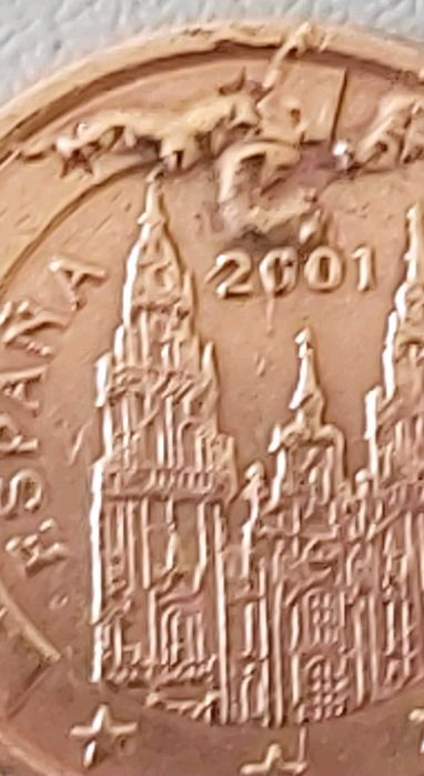 2 Cêntimos de 2001 de Espanha, Santiago Compostela, c/Defeito