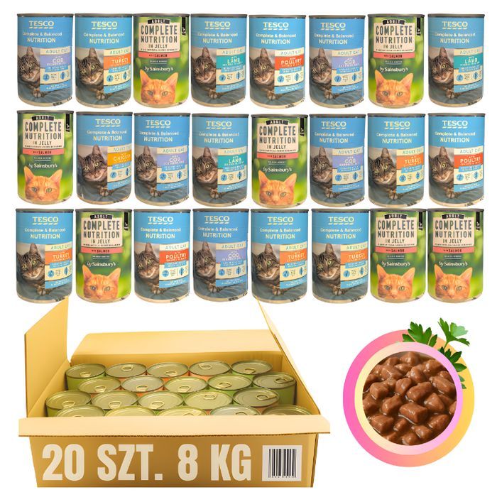 20 Szt. X 400G Karma Mokra Dla Kota Puszka Pakiet  Mix Smaków