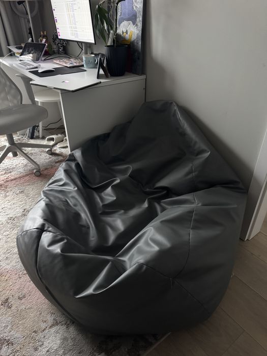 Puf worek szary z ekoskóry XL