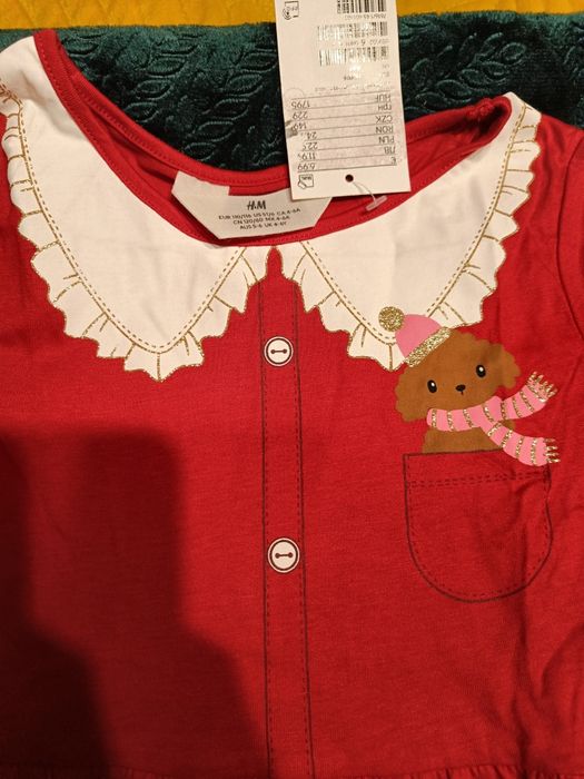 Nowa sukienka 110 116 hm H&m czerwona świąteczna Mikołaj