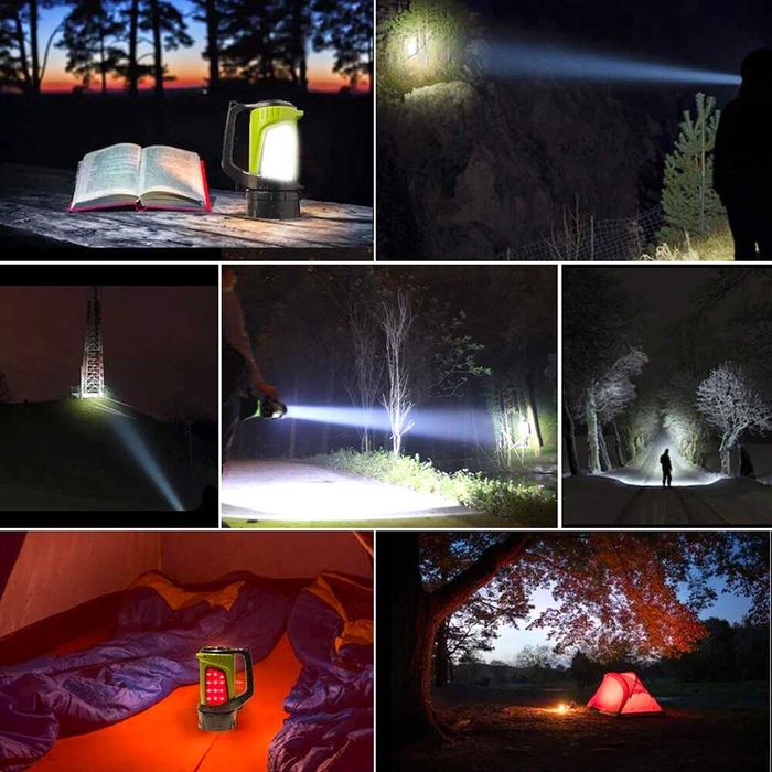 ZESTAW Latarka akumulatorowa szperacz LED mocna powerbank oświetlenie