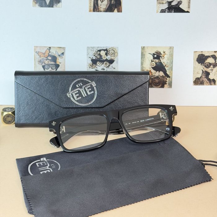 Okulary oprawki zerówki unisex nerdy czarne srebro acetat tytan