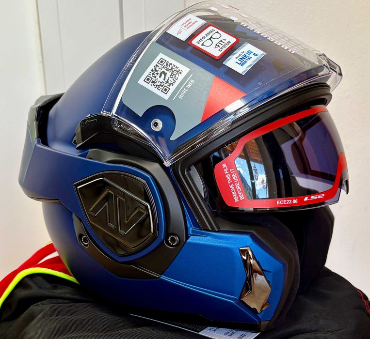 Capacete NOVO Modular 180° LS2 Advant Blue Matt (27% DESCONTO) Tam S