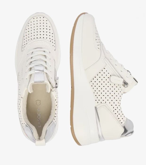 Sneakersy damskie skórzane na koturnie Lasocki rozm 39 białe