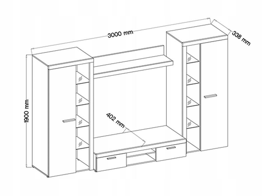 Nowoczesna Meblościanka RUMBA XL 4 kolory