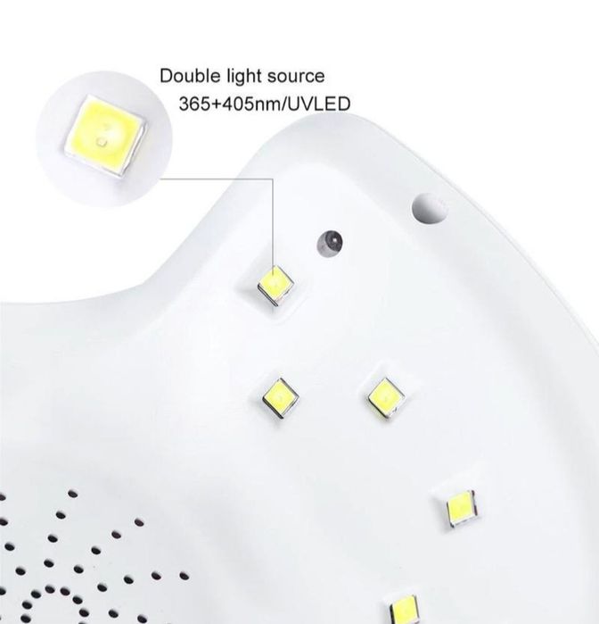 USB UV LED лампа для манікюру гелю гель-лаків біла працює без світла