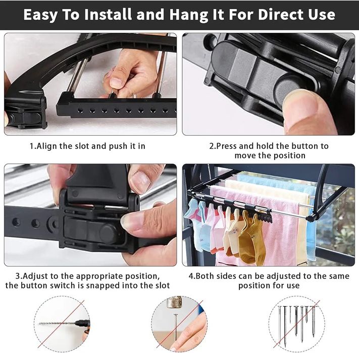 Składana suszarka na pranie bieliznę na balustradę grzejniķ balkon