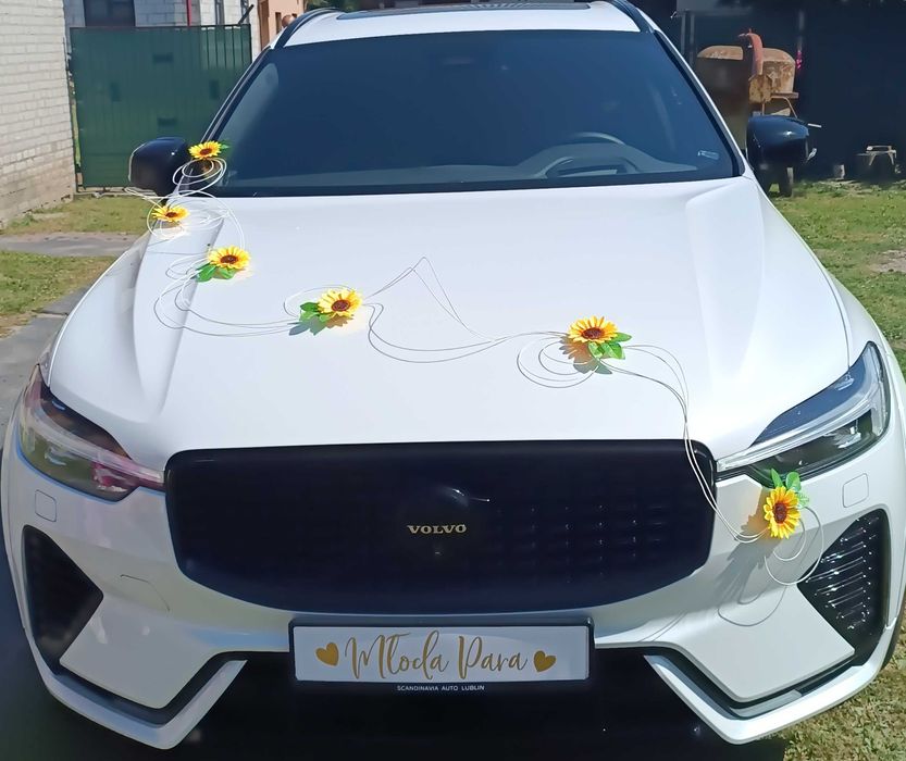 Dekoracja na samochód do ślubu słoneczniki