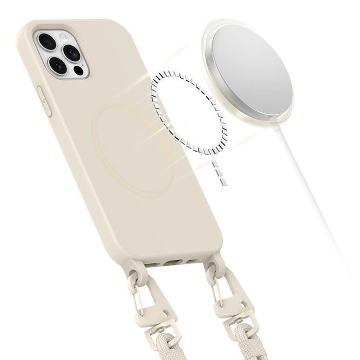 Etui Tech-Protect MagNecklace MagSafe na iPhone 12 / 12 Pro - beżowe