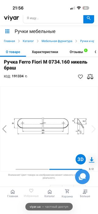 Ручки меблеві Ferro fiori Італія фурнітура  меблева для шкаф