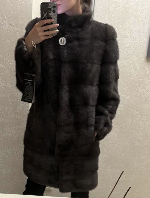 Норкова шуба-трансформер графіт, натуральна норка S-M