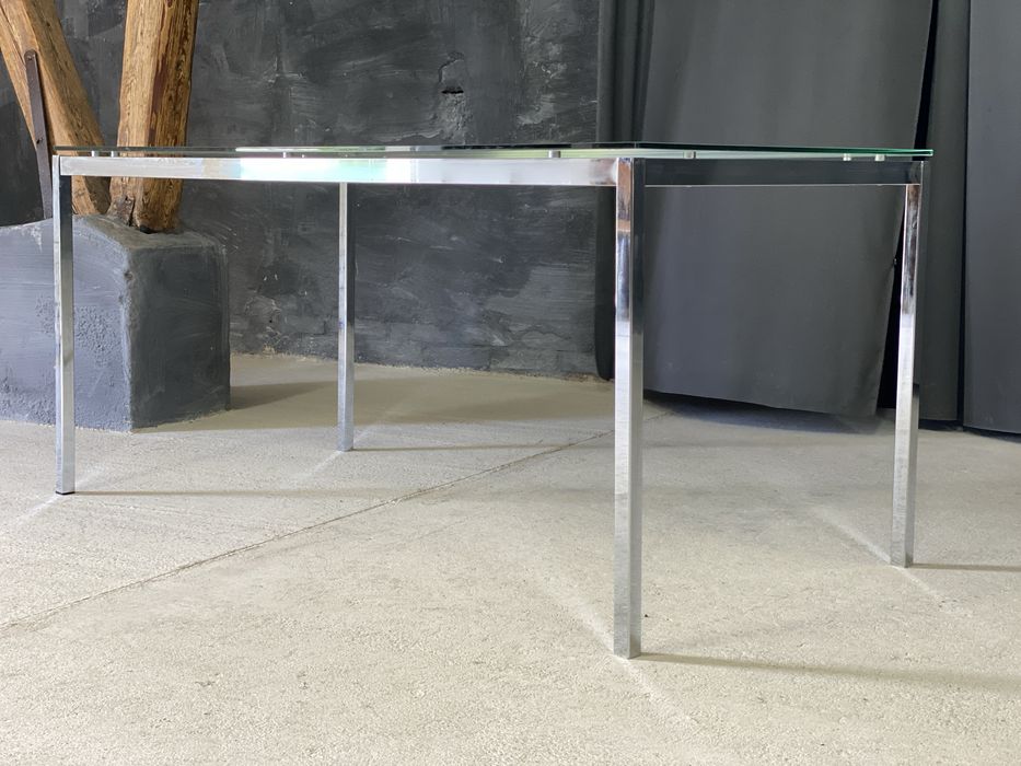 Nowoczesny stół szklany 160 x 80 cm, chrom, szkło hartowane