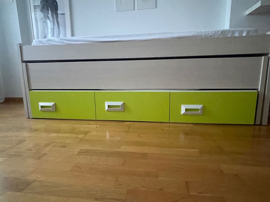 Cama individual ou dupla com 3 gavetões e 2 colchões,64564268222466123