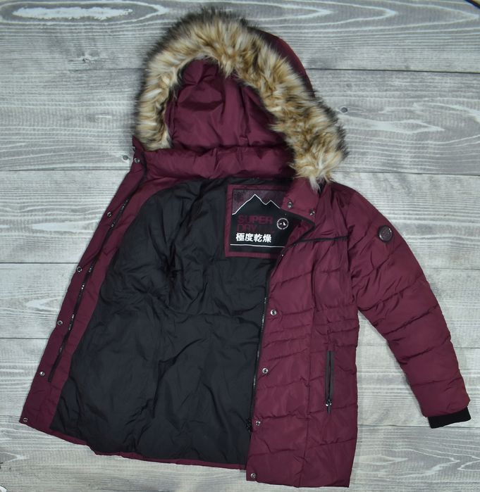 Superdry Glacier Bordowa Ocieplana Kurtka Damska Parka L