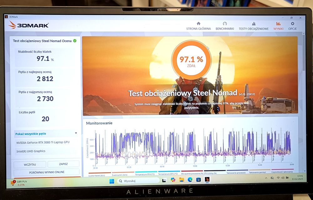 Uszkodzony Dell Alienaare X17 R2 Intel i9 32GB SSD 2TB RTX3080Ti Win11