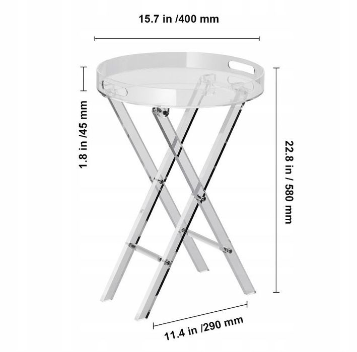 Stolik kawowy akrylowy transparentny taca przezroczysty vevor