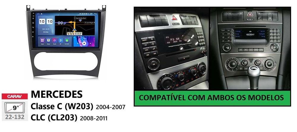 Rádio 2DIN •  Mercedes Classe C (C220) • Android •  W203 C200 [4+64GB]