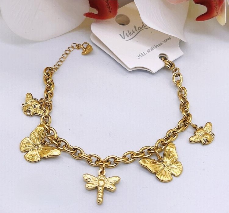 Bransoletka wiszące motylki ważka owady