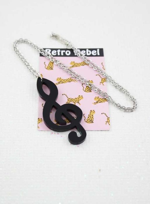 Retro Rebel wisiorek Klucz Wiolinowy nutka muzyczny RR19