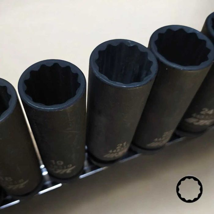 Набір головок ударних довгих 1/2" 12гр.10-32мм (на планке) JTC