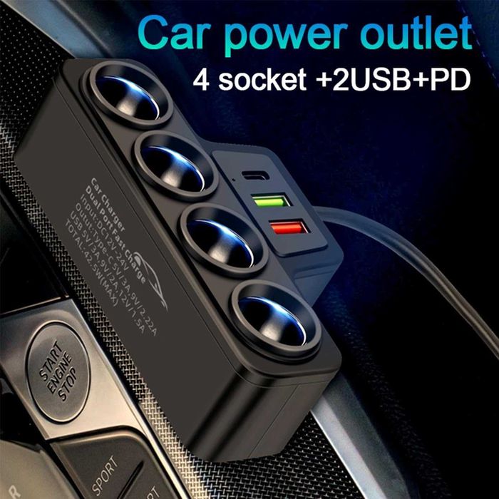 Adapter do zapalniczki samochodowej 12V/24V 4-gniazdowa