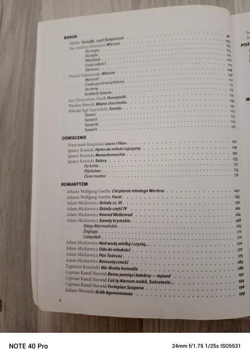 Opracowania lektur i wierszy liceum 2017
