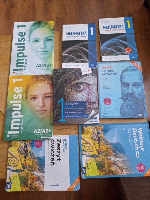 Zestaw podręczników klasa 1 Liceum / Technikum | Komplet, NIEUZUPEŁNIONE ćwiczenia!