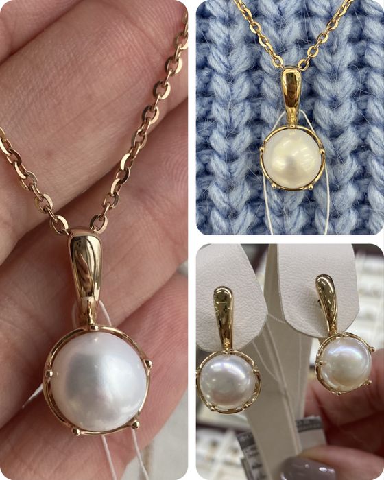 Сережки перли золото 585