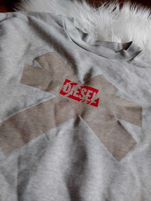 Diesel szara bluza z tasmą napisem bez zamka meska s m bawelna