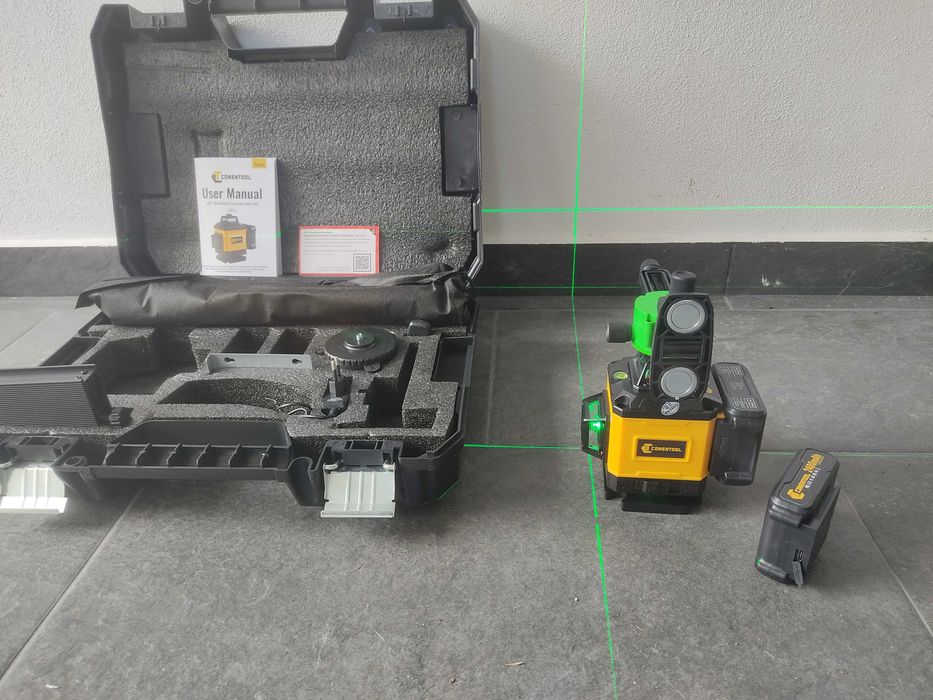 Nível Laser 16 Linhas 4D + 2 Baterias 2800 mah USB C + Tripé 120cm íman autonivelante pladur