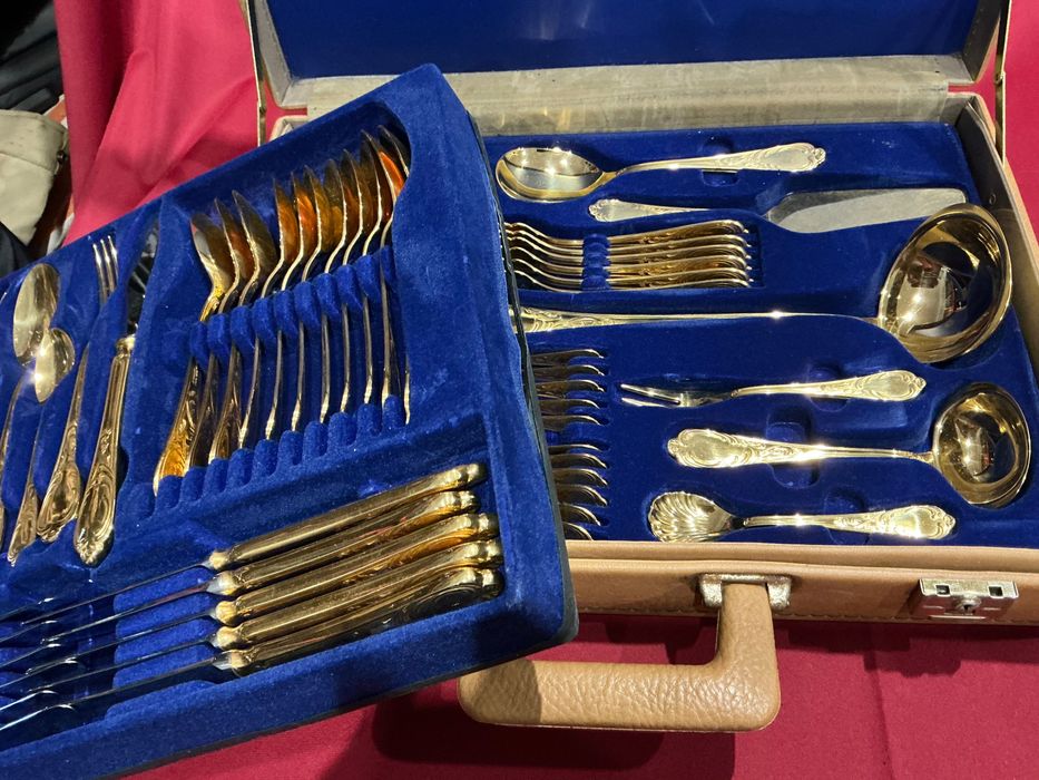 Talher solingen banho de ouro 22 /serviço para 6 pessoas estojo mala