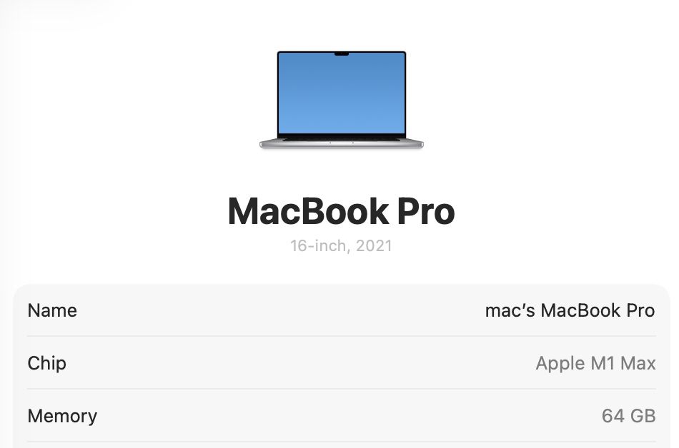 MacBook Pro 16 M1 MAX 64GB RAM 1TB SSD 88%